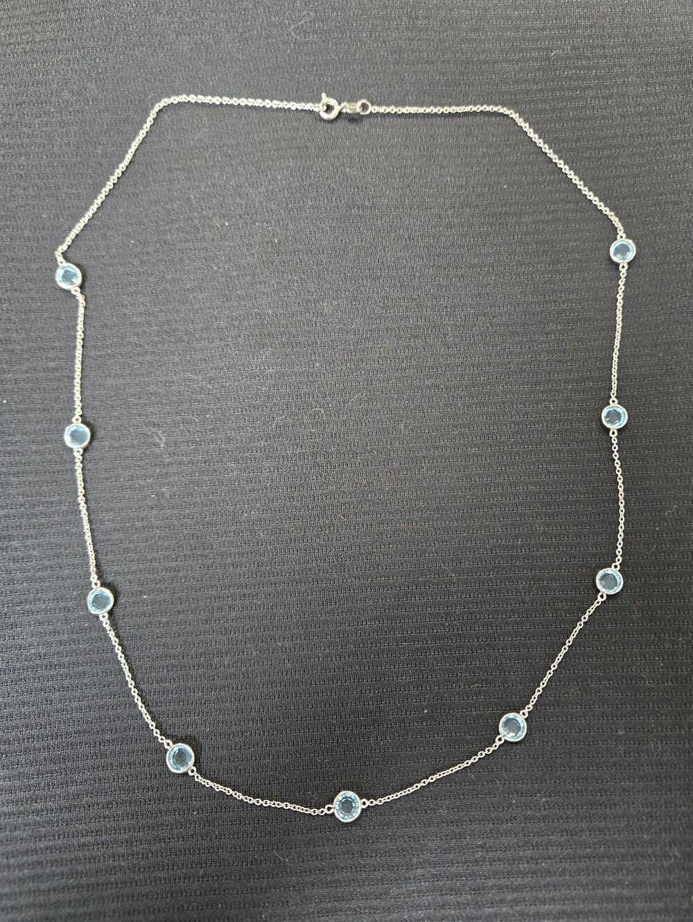 Delicate Blue Crystal Station Necklace